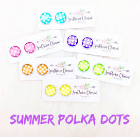 Summer Polka Dot Stud Earrings - Purple