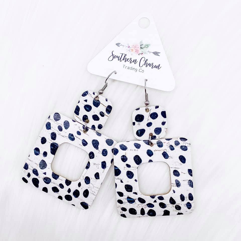 Dalmatian Square Corkies Earrings