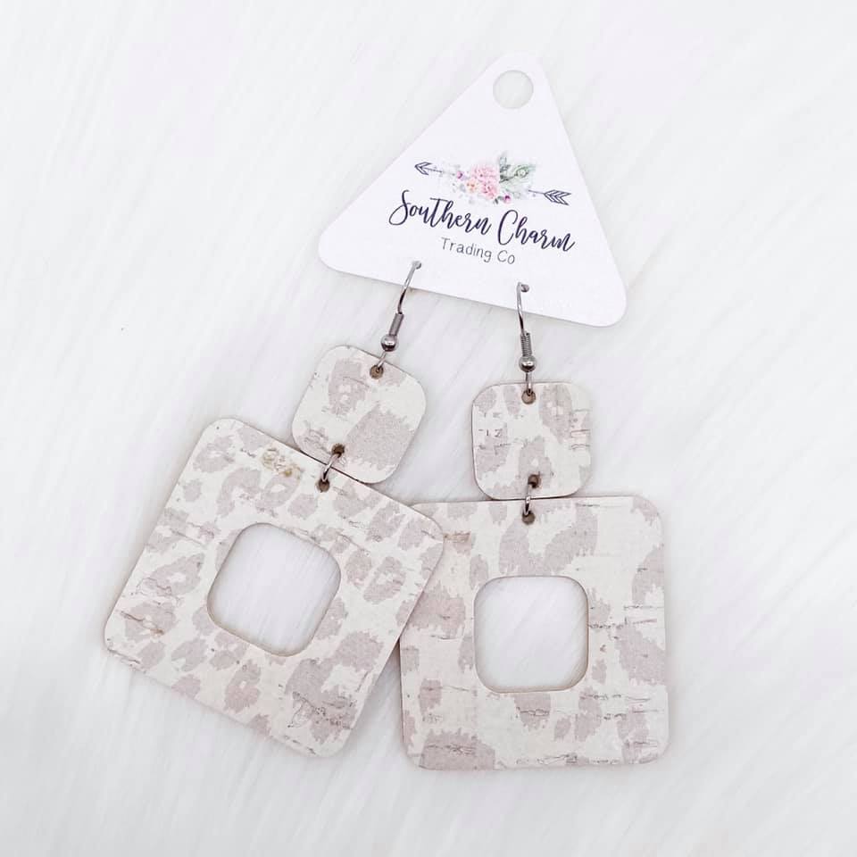 Nude Leopard Square Corky Earring