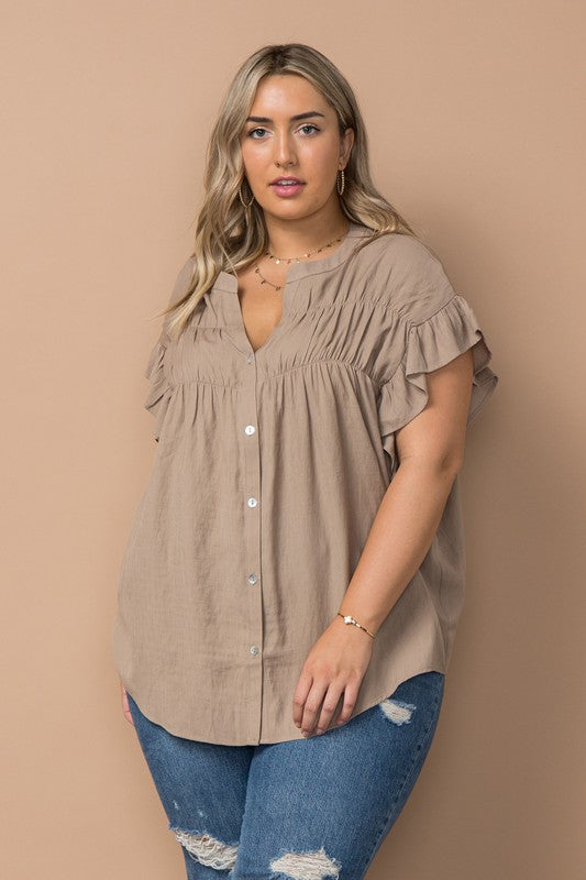 Can It Be Ruffle Button Down