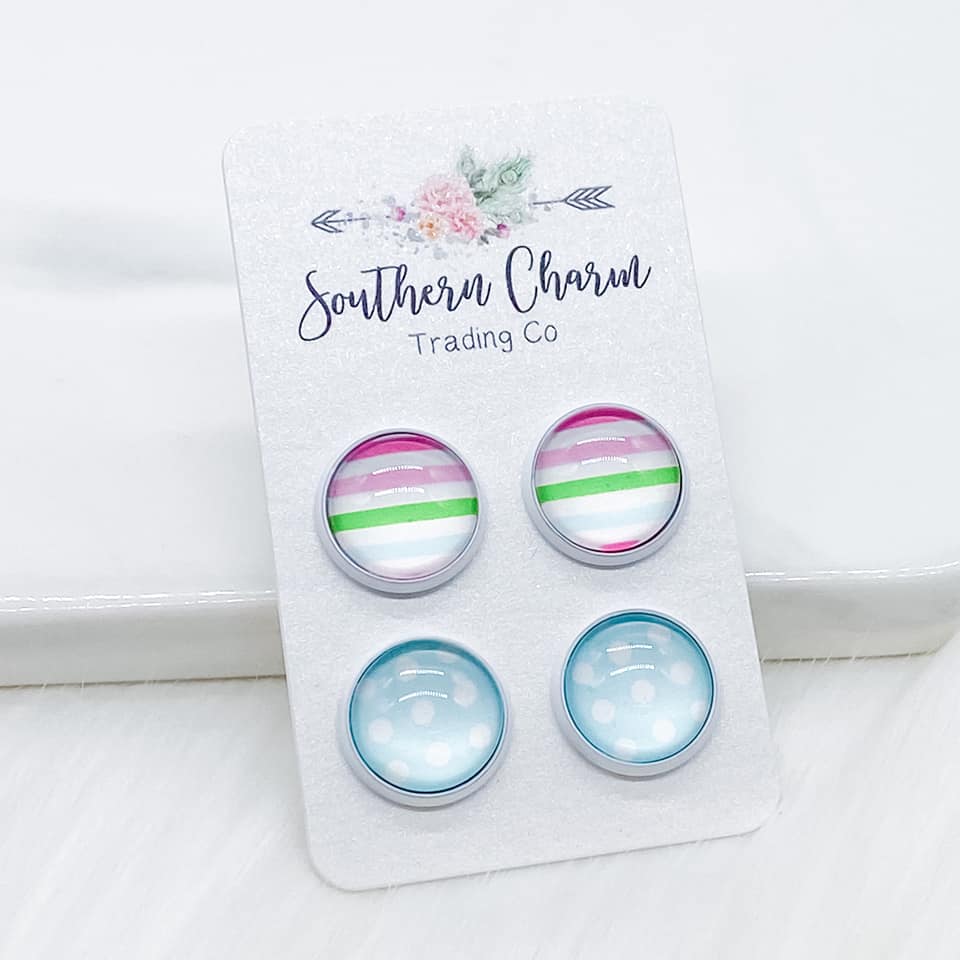 Pastel Striped & Mint Polka Dot Duos