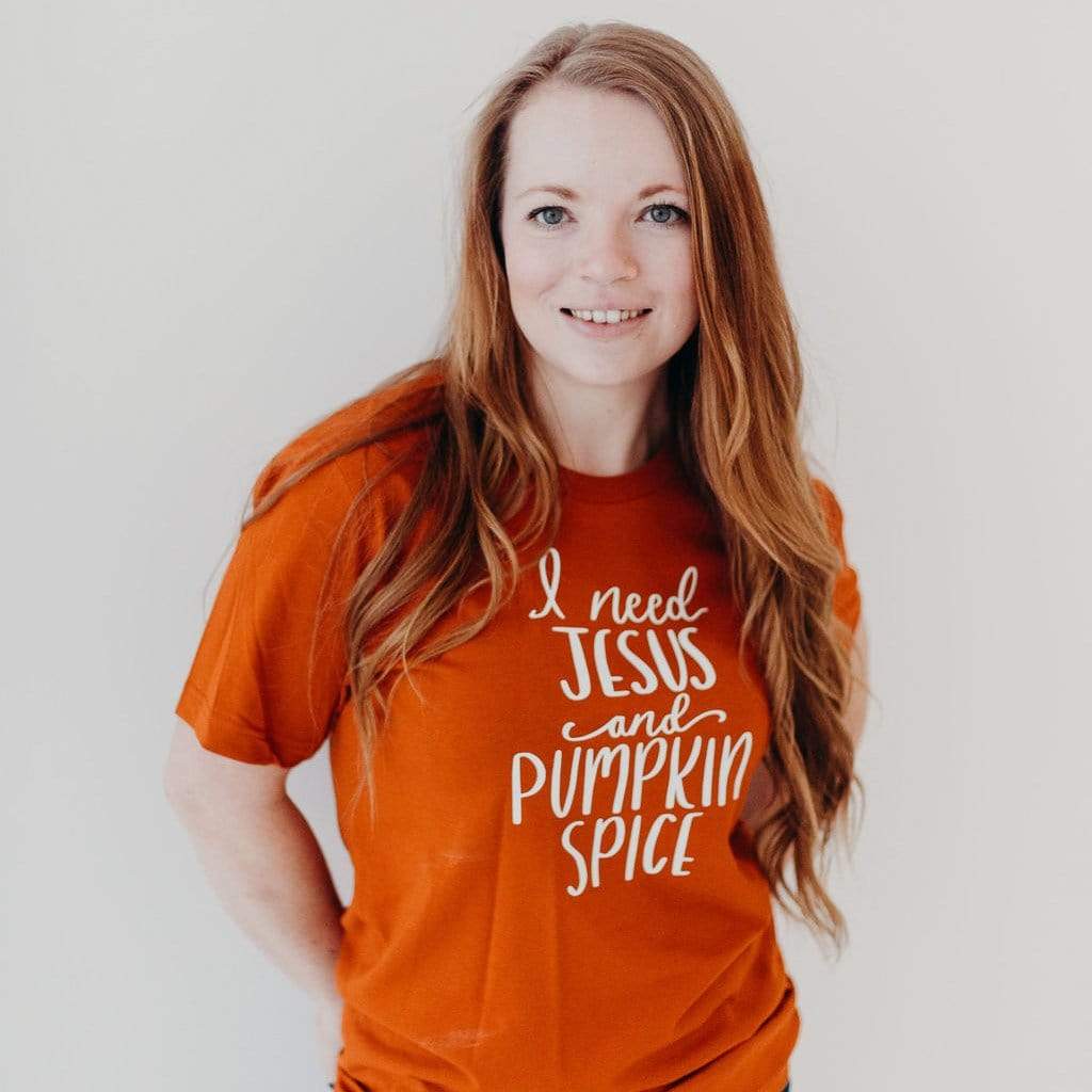 I Need Jesus and Pumpkin Spice - Autumn w/ White Glitter Font