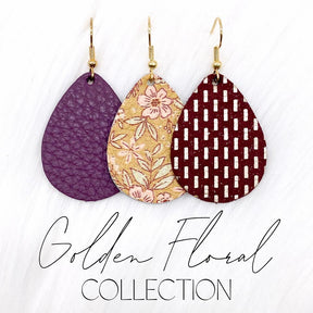 Burgundy Gold Dots Itty Bitty - Golden Floral Collection