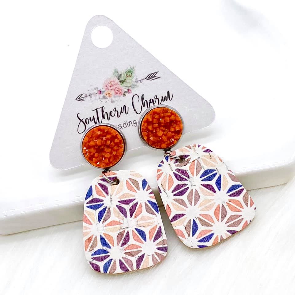 Autumn Harvest Hexagon Baby Bells Earrings