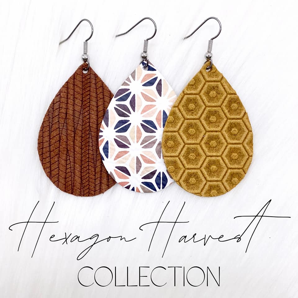 Mustard Honeycomb Earrings - Hexagon Harvest Collection