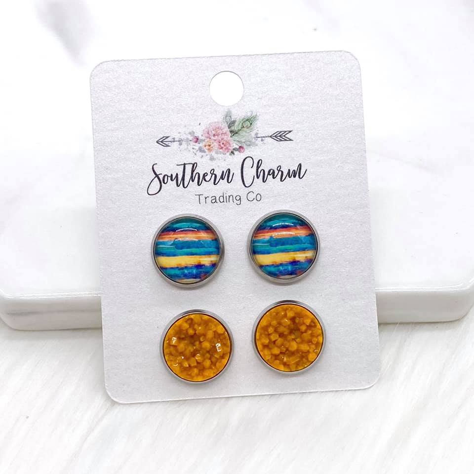 Fall Waters & Butterscotch Duo Earrings