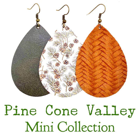 2.5" Pine Cone Valley Leather Teardrops - Olive Riviera