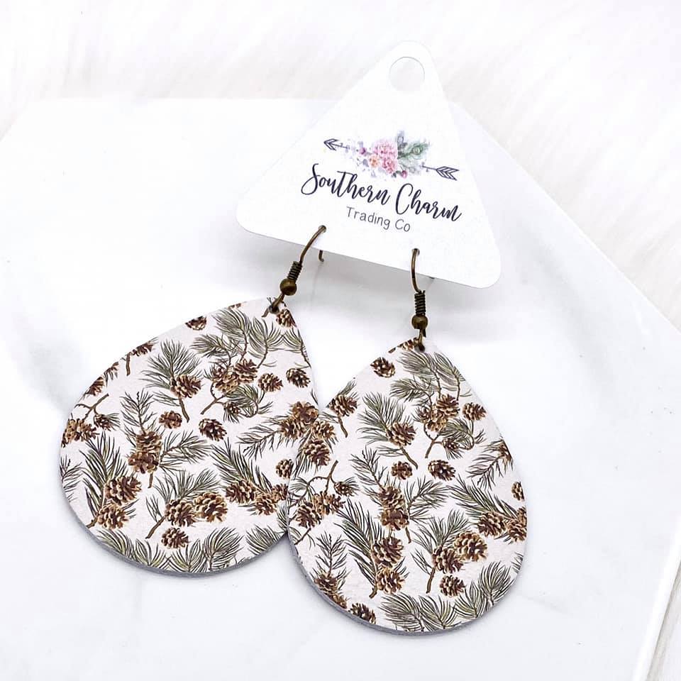 2.5" Pine Cone Valley Leather Teardrops