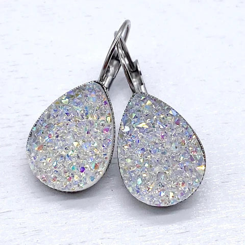 Big As Texas Teardrop Dangle Earrings - Crystal