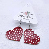 Red & White Dalmatian Heart Earrings