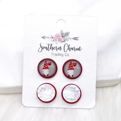Gnome & White Duo Stud Earrings