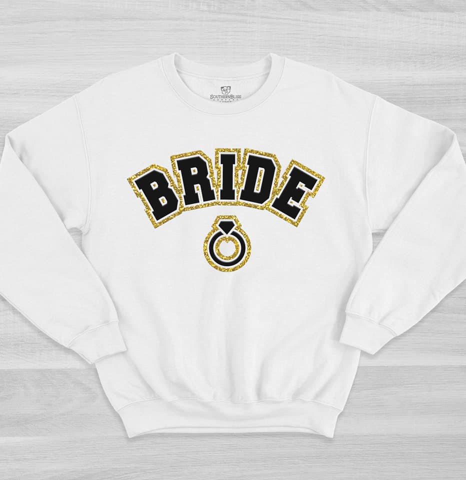 Bride Varsity Glitter Sweatshirt
