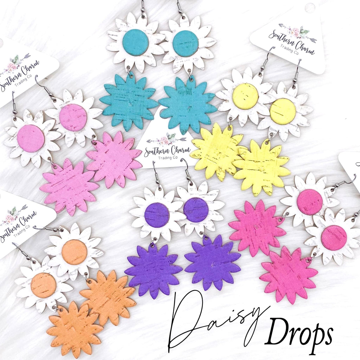 Daisy Dangle Drops - Light Pink