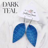 2” Dark Teal Gecko Petal Earrings