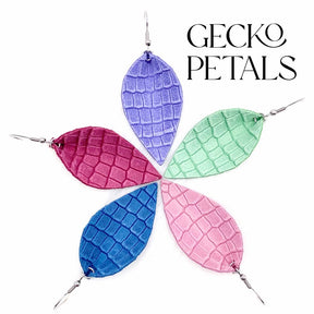 2” Dark Teal Gecko Petal Earrings