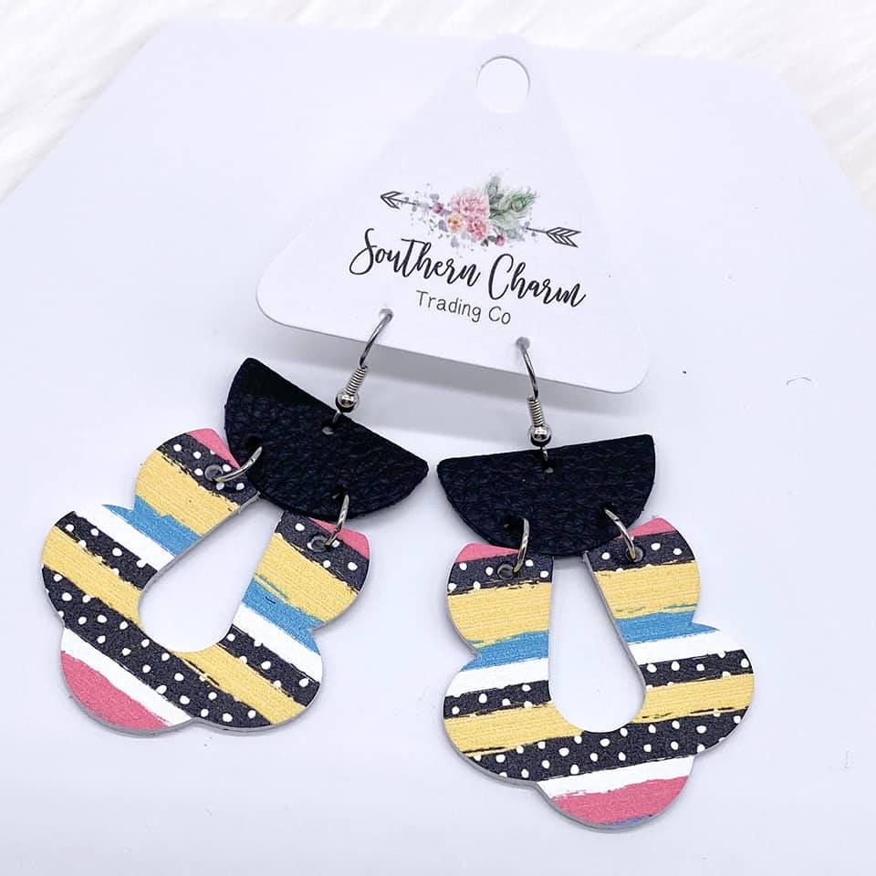 Black and Memphis Stripes Lace Loopies