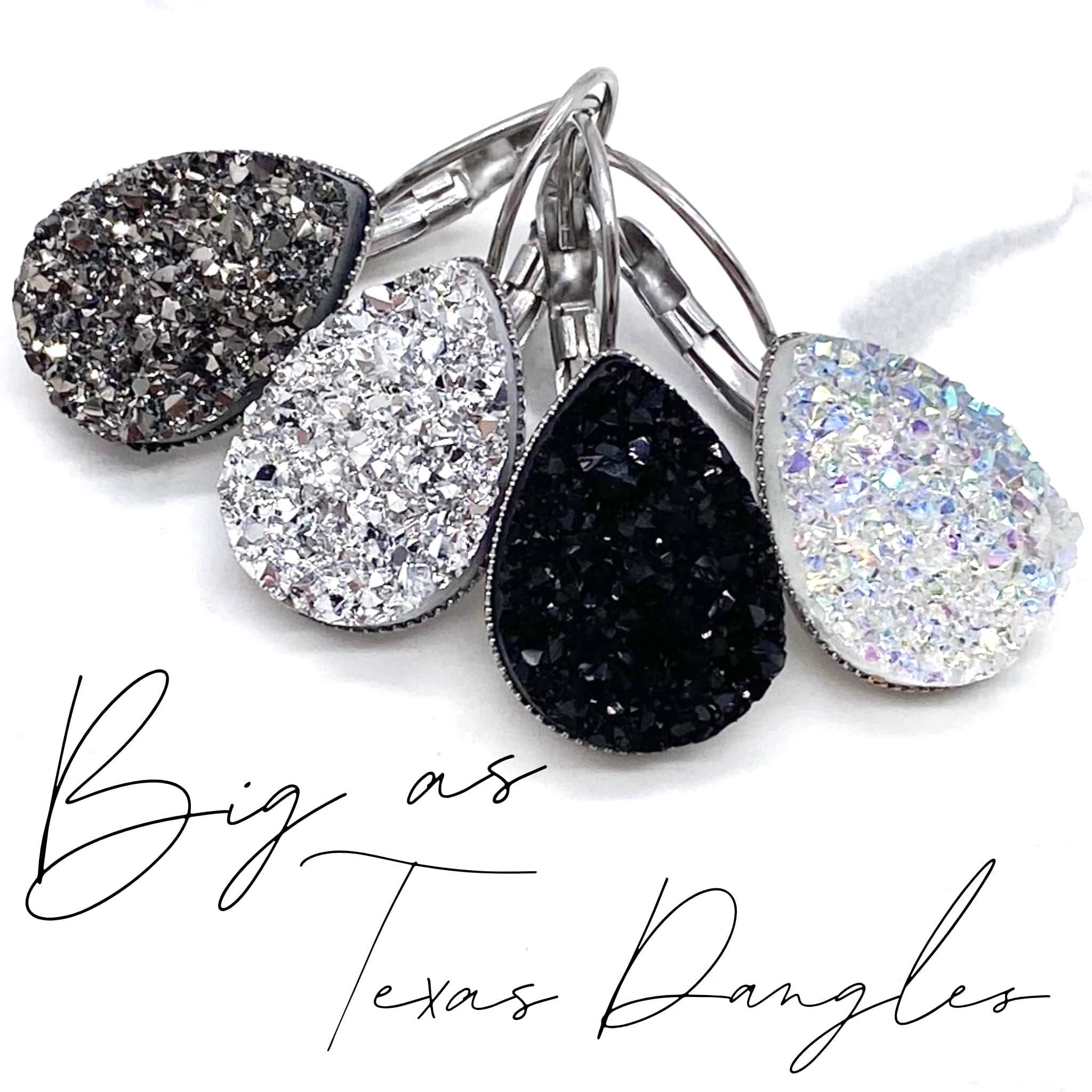 Big As Texas Teardrop Dangle Earrings - Gunmetal