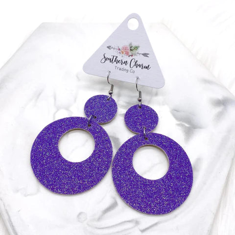 Spirit Glitter Double O's Corkie Earrings - Purple