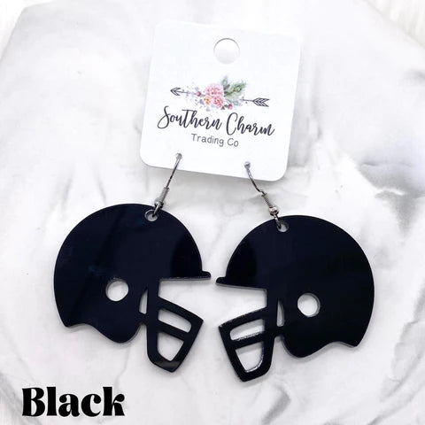 2" Acrylic Spirit Helmet Earrings - Black