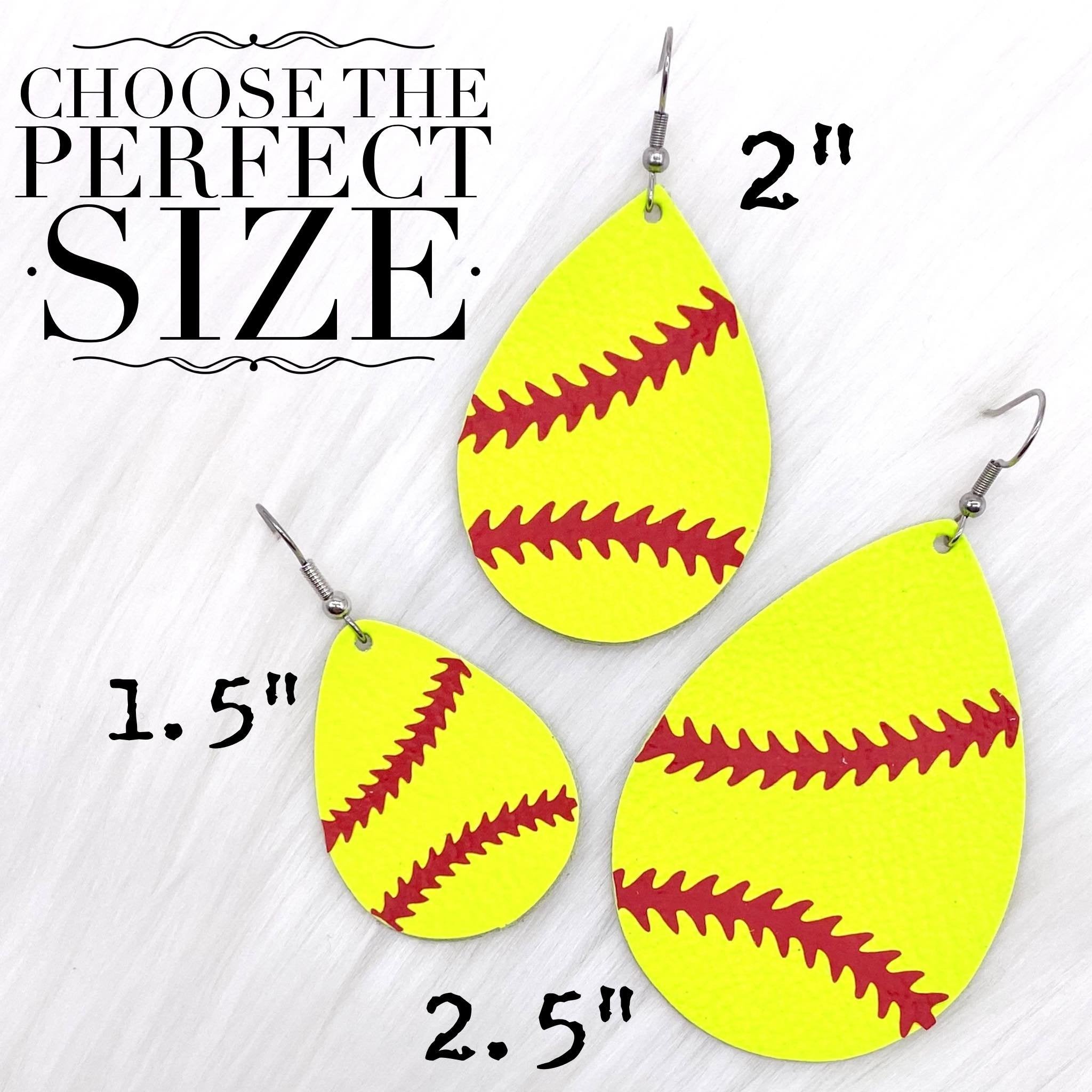 2" Softball Teardrop Earrings