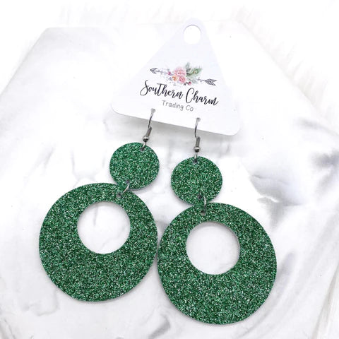 Spirit Glitter Double O's Corkie Earrings - Green