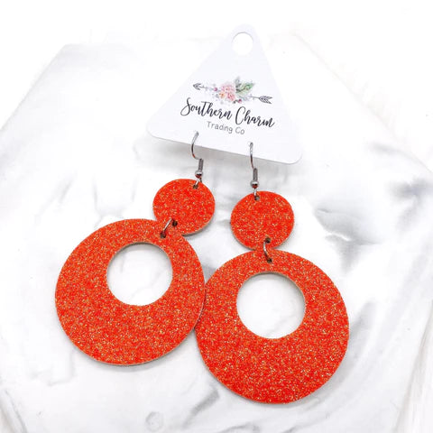 Spirit Glitter Double O's Corkie Earrings - Orange