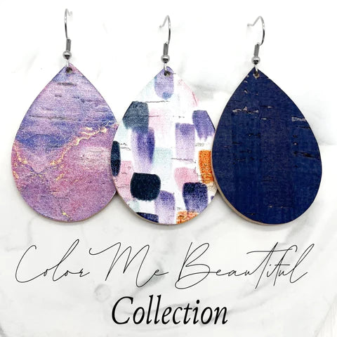 2" Color Me Beautiful Earrings - Purple Marble