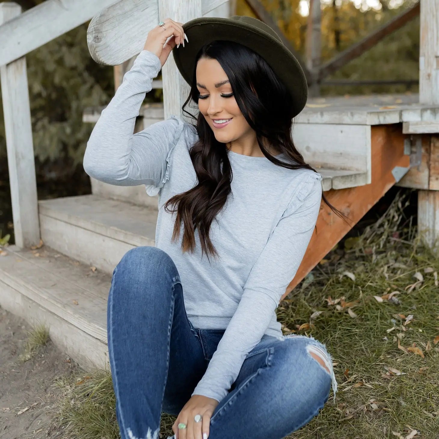 It's Your Time Top - Heather Grey