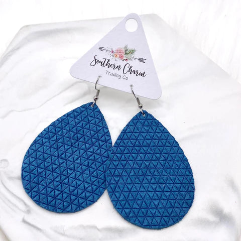 2.5" Woven Boho Mini Collection Earrings - Teal Triangles