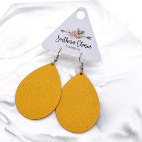 2" Wildflower Mini Collection Earrings - Mustard Saffiano