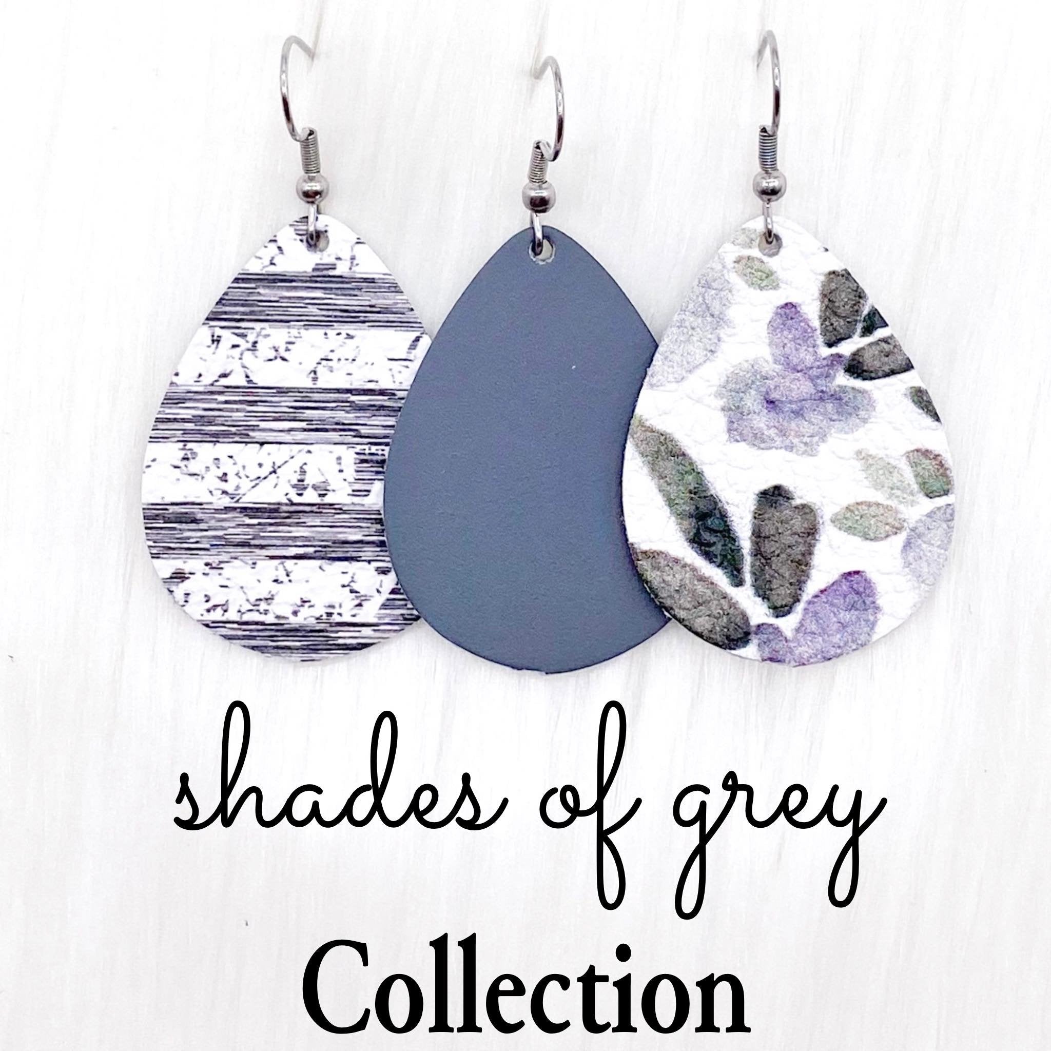 1.5" Shades of Grey Mini Collection - Grey Baby Chopper Earrings