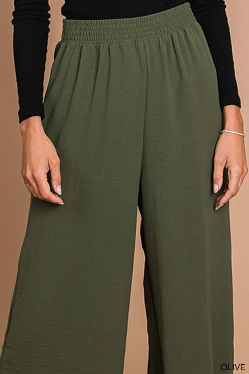 Scalloped Edge Pants - Olive