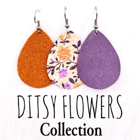 1.5" Ditsy Flowers Mini Collection - Pumpkin Orange Suede