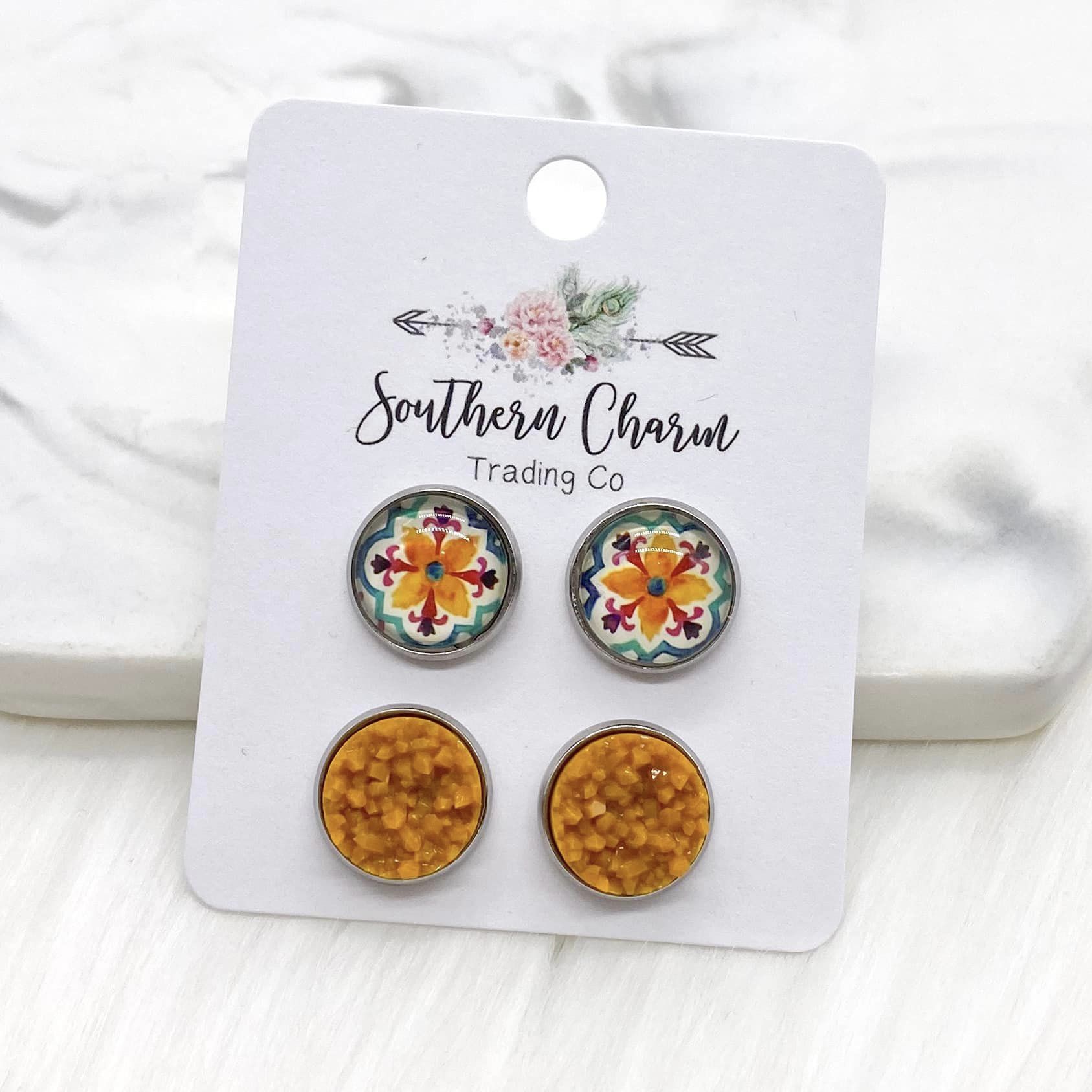 Orange Flower & Butterscotch Crystal Duos