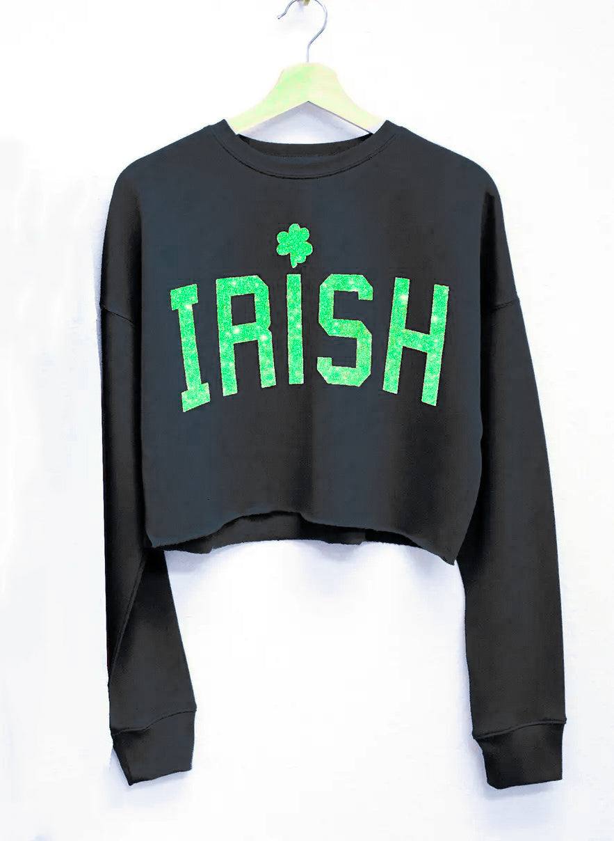 Irish Glitter Cropped Sweatshirt