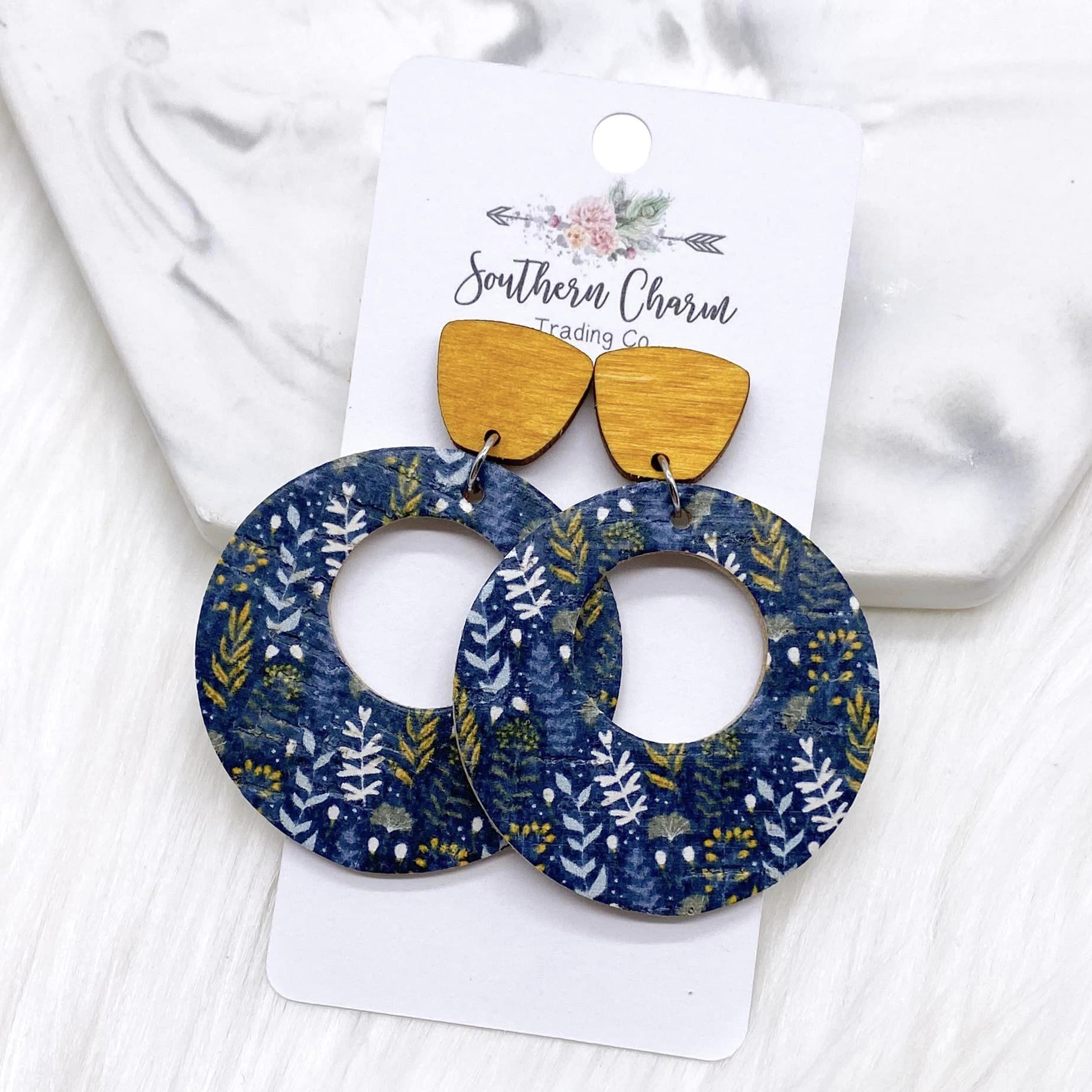 Mustard Wood & Midnight Fern Double O Dangle Corkies