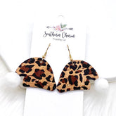 1.5" Puff Ball Santa Hats - Metallic Leopard Earrings