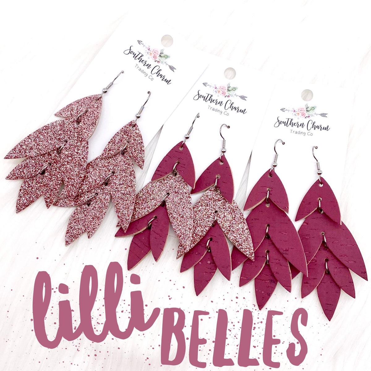 3" Blushing Beauty Lilli Belle Earrings - Deep Blush