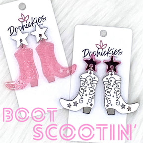 2" Boot Scootin' Acrylic Dangles - Pink Transparent Glitter