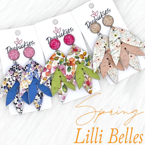Springy Lilli Belle Earrings- Pink Sparkles & Daisy Doodles
