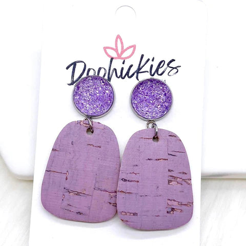 2" Pastel Baby Bell Earrings - Lilac Sparkles & Purple