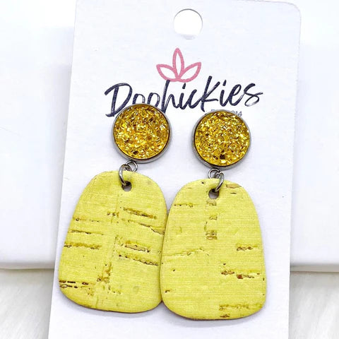 2" Pastel Baby Bell Earrings - Yellow Sparkles