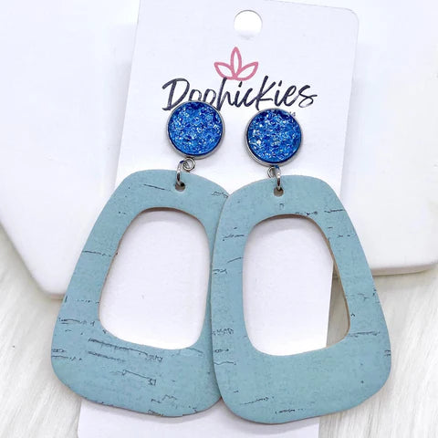 3" Pastel Bell Bottom Earrings - Blue Sparkles