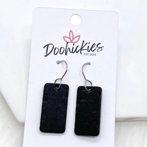 1.5" Neutral Itty Bitty Cork Bar Earrings - Black