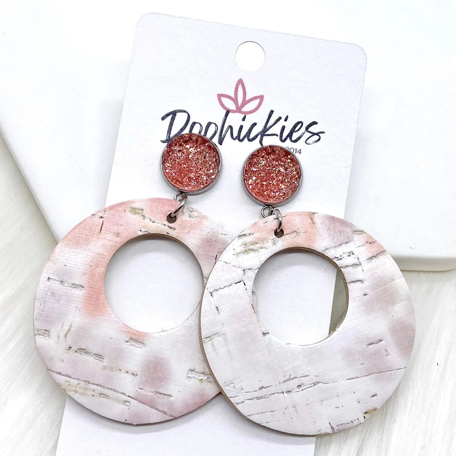 2.5" Flamingo Sparkles & Pink Pastel Double O Dangles