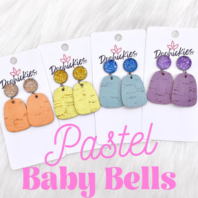 2" Pastel Baby Bell Earrings - Blue Sparkles