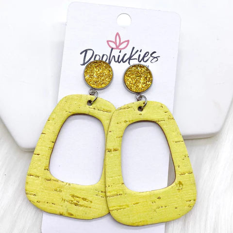 3" Pastel Bell Bottom Earrings - Yellow Sparkles