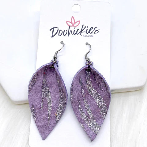 2" Zebra Shimmer Small Petal Earrings - Purple