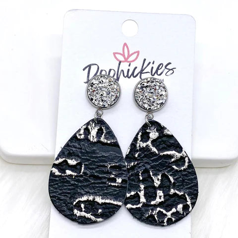 Silver & Vintage Black Driftwood Dangles
