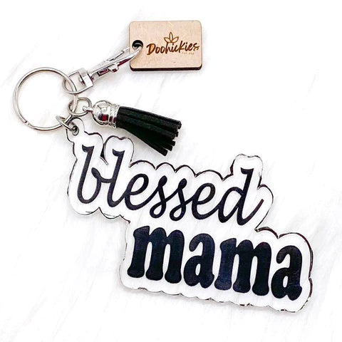Keychain with Tassel - Blessed Mama